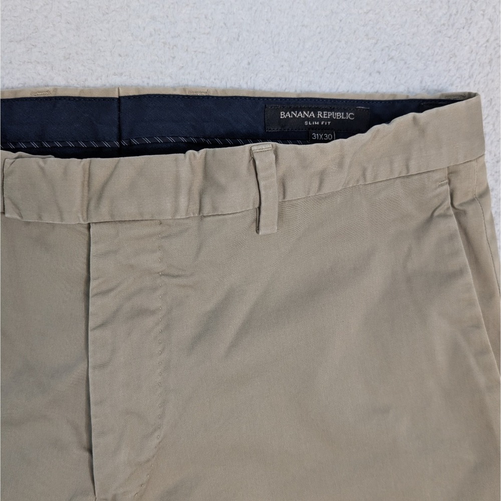 Banana Republic Mens Pants Beige 31x30 Dress Pant Manteco Slim Fit‎ Stretch